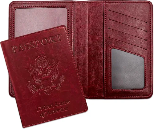 Vista 10 de Soporte para pasaporte para artículos esenciales de viaje, con bloqueo RFID, funda para tarjetas, funda de piel sintética para pasaporte