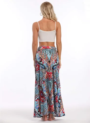 Vista 7 de Yinggeli - Falda larga de estampado bohemio para mujer