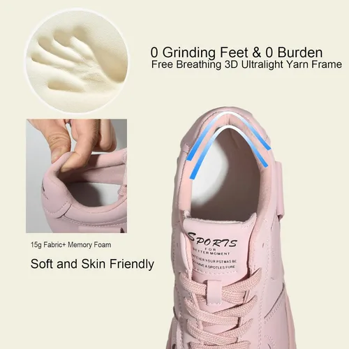 Vista 7 de 3.0 in con cordones de ocio calzado transpirable cuña talón femenino moda zapatillas cómodas mujeres casaul zapatos