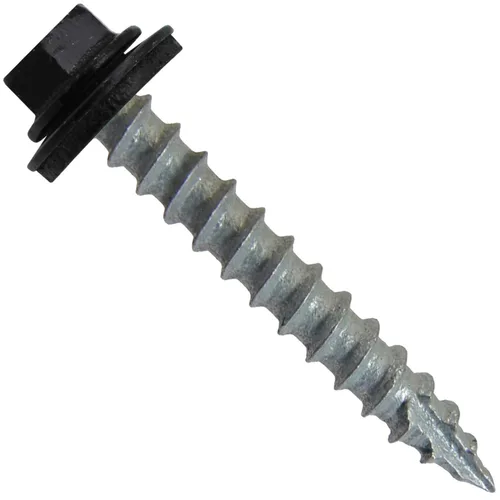 Vista 13 de Tornillos para techos de metal #14 (750) Tornillos x 1-1/2 "ABC Gris Arandela hexagonal Tornillo de techo de chapa metálica para techo.