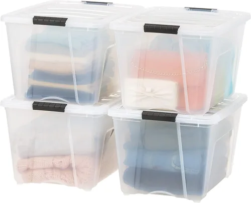 Vista 22 de IRIS USA Contenedores de almacenamiento de plástico apilables de 6 cuartos de galón con tapas, paquete de 3 - Sin BPA, fabricado en EE.UU.
