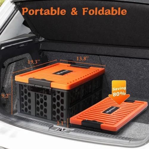 Vista 9 de Mymazn Organizador de caja de maletero con enfriador para automóvil, caja organizadora de tapa de maletero plegable de plástico para viajes