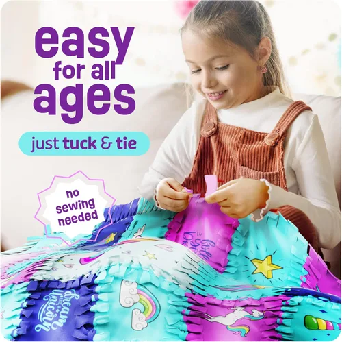 Vista 2 de Pretty Me Unicorn Tuck N' Tie Kit de Manta de Forro Polar - Manualidades DIY para Niñas a partir de 6 años - Las Mejores Ideas de Regalos de Artes