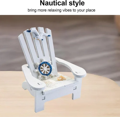 Vista 4 de Mini silla de playa, mini silla de playa de madera de estilo náutico, silla de playa resistente de pino natural para la sala de estar, baño