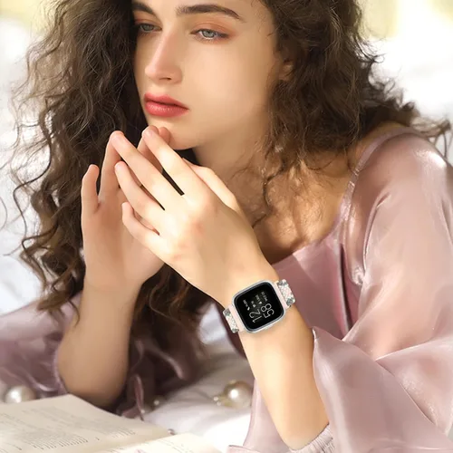 Vista 5 de Paquete de 6 correas elásticas ajustables para reloj compatibles con Fitbit Versa/Fitbit Versa Lite/Fitbit Versa 2 para mujeres y hombres, correa