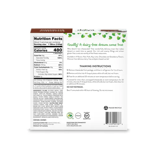Vista 2 de Daiya Tarta de queso congelada vegana de chocolate sin lácteos, sin gluten, 14.1 onzas (paquete de 8)