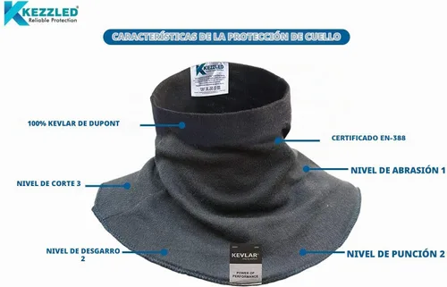 Vista 3 de Protector de cuello de soldadura, resistente a cortes, arañazos, calor y llamas, polaina para el cuello, hecho de 100% Negro