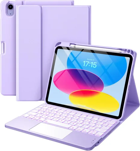 Vista 12 de Harvopu Funda compatible con iPad de 11ª y 10ª generación con teclado, funda tipo folio con soporte para Pencil, trackpad multitáctil
