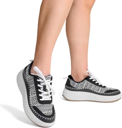 Vista 6 de DREAM PAIRS Zapatos deportivos gruesos para mujer, cómodos, informales, con plataforma, a la moda
