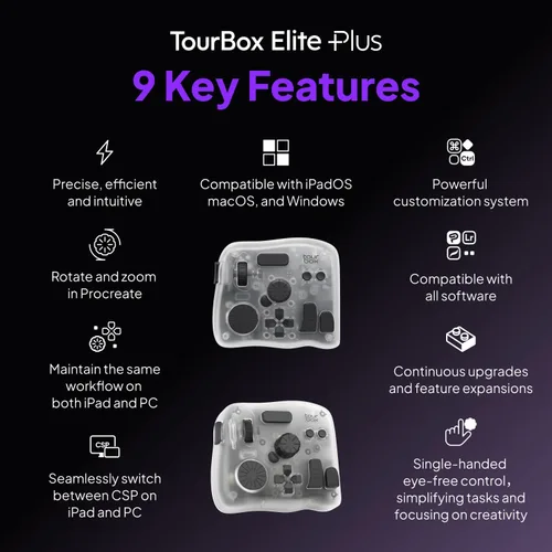 Vista 12 de TOUR BOX Elite Plus Controlador de edición, control completo Gris