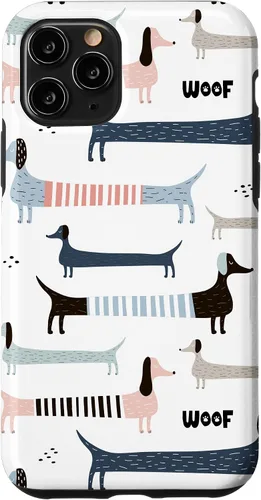 Vista 29 de Dachshund Weenie Weiner Dog - Carcasa para iPhone 17, diseño azul, rosa y blanco