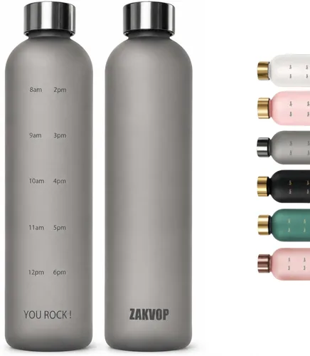 Vista 8 de Botella de agua de 30 onzas con marcador de tiempo, botella de agua de plástico transparente con temporizador