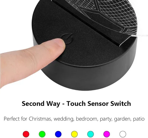 Vista 4 de Juego de 2 bases de lámpara LED de noche 3D con hoja acrílica cuadrada, base de gran tamaño incluye control remoto + cable USB, decoración de 16
