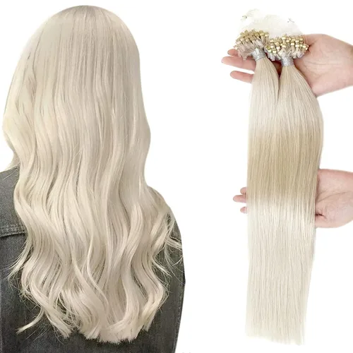 Vista 13 de Extensiones de cabello humano microlink de 16 pulgadas, extensiones de cabello natural suave de microcuentas, color #1 negro azabache, 100% cabello