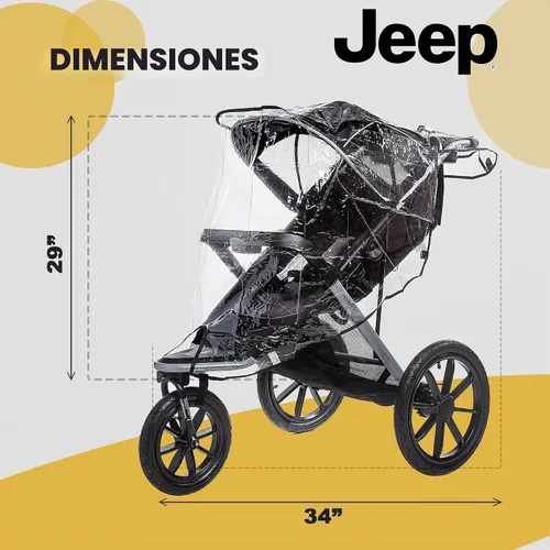 Vista 5 de Jeep Protector de lluvia para cochecito de correr, tamaño universal para adaptarse a la mayoría de cochecitos de correr, impermeable, resistente al