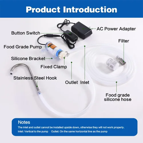 Vista 4 de Bomba de transferencia de agua eléctrica pequeña de grado alimenticio 100-240V para máquina de hielo, máquina de café y dispensador de agua, mini