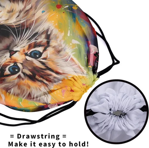 Vista 110 de Bolsa de agarre de gimnasia de piel de animal, bolsa de gimnasia con cordón ajustable, bolsa de cuerda para fauna silvestre, Mariposas Galaxy