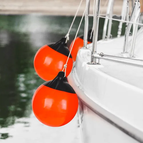 Vista 5 de Par de boyas de amarre de lanchas, de vinilo inflable de grado marino, bola de defensas de lancha, parachoques de barco para acoplamiento