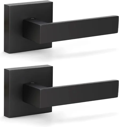 Vista 28 de KNOBWELL - Paquete de 1 manija para puerta delantera con llave y cerradura, manijas de palanca negras para puerta exterior, juego de cerradura