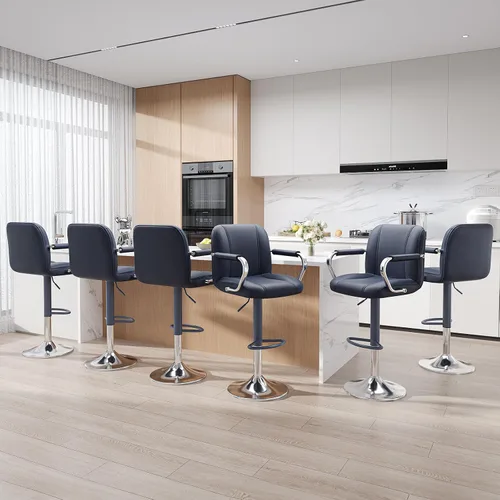 Vista 11 de MALOL Juego de 1 sillas de mostrador beige con respaldo, sillas altas giratorias ajustables para isla de cocina, asientos modernos, taburetes