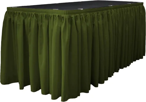 Vista 8 de LA Linen Falda de mesa de popelina de poliéster para mesas rectangulares, tela plisada para banquetes de boda, 14 pies por 29 pulgadas de largo