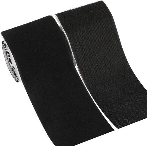 Vista 2 de 4in x 9ft Strong Sticky Hook and Loop Tape Black Heavy Duty Adhesive Strips Nailon negro, respaldo autoadhesivo fuerte, para cojines de sofá