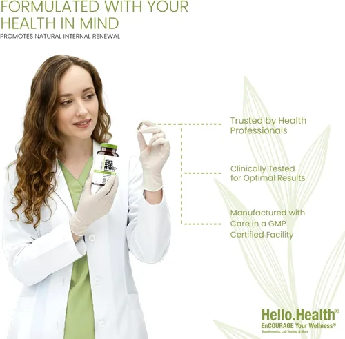 Vista 6 de HELLO HEALTH Cápsulas de musgo marino irlandés, musgo marino silvestre, raíz de bardana y vejiga prebiótico súper alimento para apoyo inmunológico