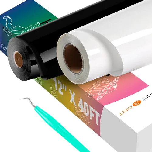 Vista 14 de HTVRONT Vinilo inteligente para planchar, HTV negro, vinilo de transferencia de calor de 13 pulgadas x 3 pies, vinilo HTV compatible con Cricut