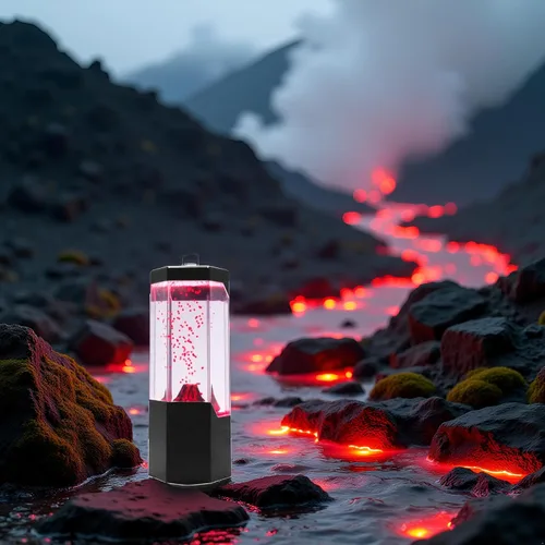 Vista 7 de Lightahead® Lámpara LED de Volcán Rojo Erupción Mini Lámpara de Volcán de Lava Roja Iluminada con LED