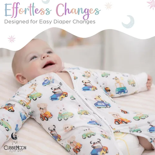 Vista 9 de CubbieMoon Bamboo Viscose Baby Pajamas 2 Way Zip for Diaper Change 0 to 24 Month Soft Stretchy Sleeper 2 Pack