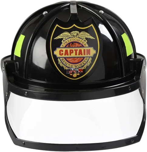 Vista 7 de Aeromax Casco de bombero con visera móvil, negro, tamaño ajustable, Negro