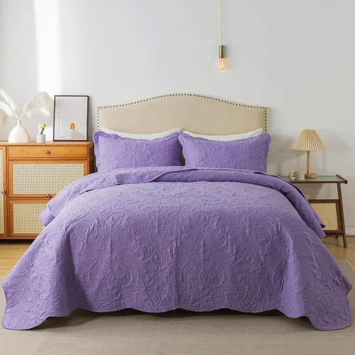 Vista 55 de HoneiLife Juego de ropa de cama tamaño Queen, juego de edredón de microfibra para cama Queen, colchas ligeras de 3 piezas, edredones reversibles