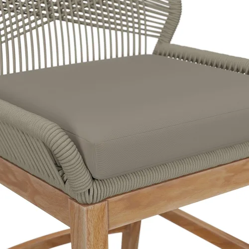 Vista 6 de Wellspring Outdoor Teak and Rope Counter Stool Light Gray Greige