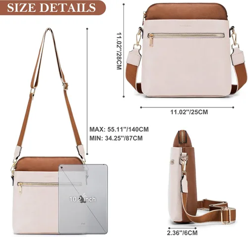 Vista 4 de POIUGOYA Medium Crossbody Bags for Women Trendy, Leather Women's Shoulder Handbag,Multi Pockets Travel Purse with Card Slots