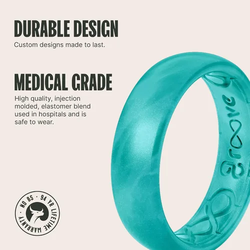 Vista 2 de Groove Life Anillo de boda de goma transpirable para mujer, diseño único, anillo de ajuste cómodo