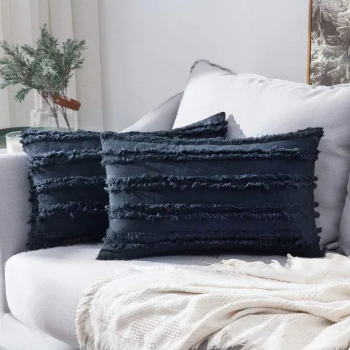 Vista 24 de MIULEE - Juego de 2 fundas de cojín decorativas de lino estilo bohemio, con patrón jacquard a rayas, para sofá, sillón, sala de estar y habitación