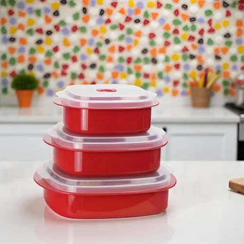Vista 4 de Reston Lloyd Calypso Basics - Juego de utensilios de cocina para microondas, vaporizador y almacenamiento, turquesa, varios tamaños, 6 piezas
