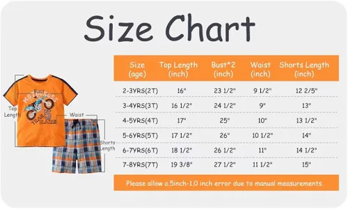 Vista 7 de Little Bitty - Conjunto de camiseta y pantalones cortos de algodón de manga corta para niños (2-7 años) (personalizable)