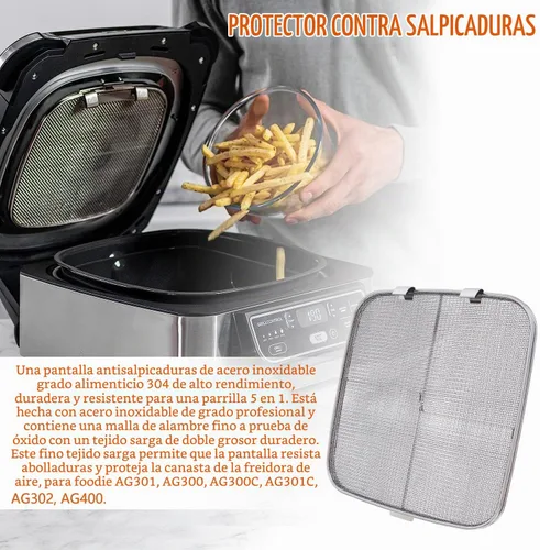 Vista 6 de Protector de salpicaduras de acero inoxidable para Ninja Foodi AG301, accesorios para freidora de aire para parrilla interior Ninja Foodi 5 en 1