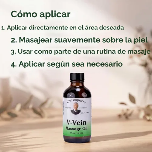Vista 6 de Christopher's Original Formulas Aceite de masaje V-Vein, 4 fl oz Mezcla tópica de hierbas para el cuidado de la piel y el masaje