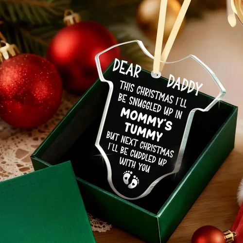 Vista 4 de Regalos para papá que espera: regalo de revelación de Navidad para nuevos padres, promocionado a papá nuevo papá por primera vez, adorno de Navidad