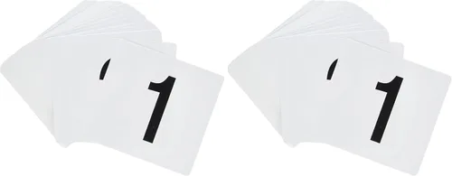 Vista 11 de New Star Foodservice 23145 Números de mesa de plástico de doble cara, 1 a 25, 4 x 4 pulgadas, gris claro sobre negro