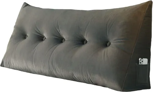 Vista 12 de Cojín triangular para la espalda, almohada de cuña larga para dormir después de la cirugía, almohadas de lectura para sentarse en la cama, cojín
