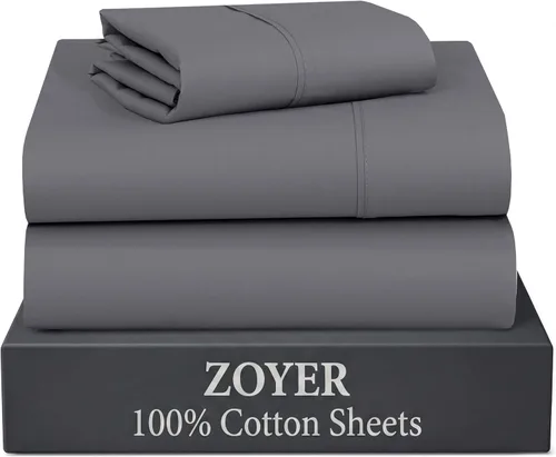 Vista 27 de ZOYER Sábanas de 100 % algodón percal tamaño individual, refrescantes y transpirables, duraderas, con una sensación nítida, suave y cómoda, bolsillo