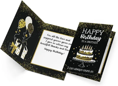 Vista 3 de Prime Greetings Brother - Tarjeta de cumpleaños hecha en Estados Unidos, ecológica, tarjeta gruesa con sobre de alta calidad de 5 x 7.75 pulgadas