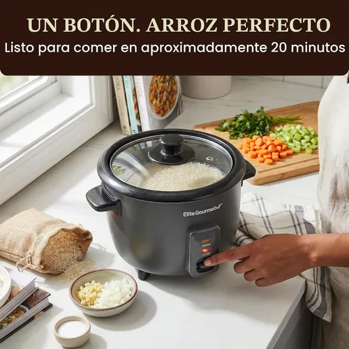 Vista 2 de Elite Gourmet ERC6GC - Arrocera de cerámica, sin PFAS, antiadherente, color Gris oscuro