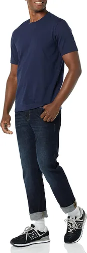 Vista 4 de Tienda Essentials Camiseta de manga corta ajustada con cuello redondo para hombre, paquete de 2