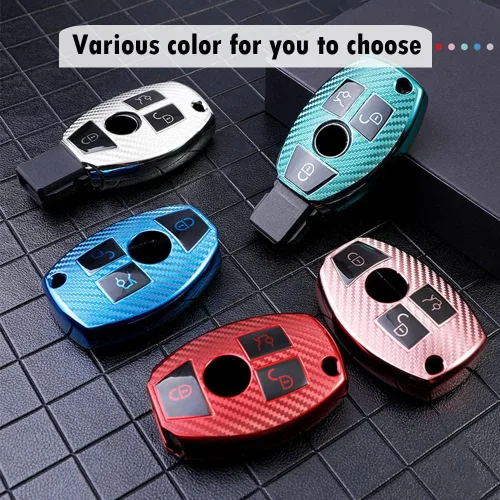 Vista 8 de KUNIO Funda protectora para llavero de coche para Benz A B Clase C GLA GLK Llavero TPU 3 botones b blanco