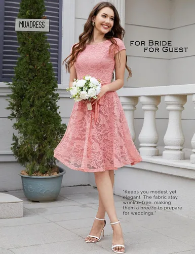 Vista 6 de MUADRESS - Vestido de encaje para mujer, para cóctel, boda y fiesta