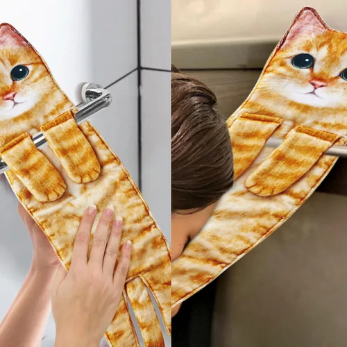 Vista 5 de Divertidas toallas de mano – Lindas toallas colgantes y toallas de cara para decoración de gatos, súper absorbentes, suaves, inauguración